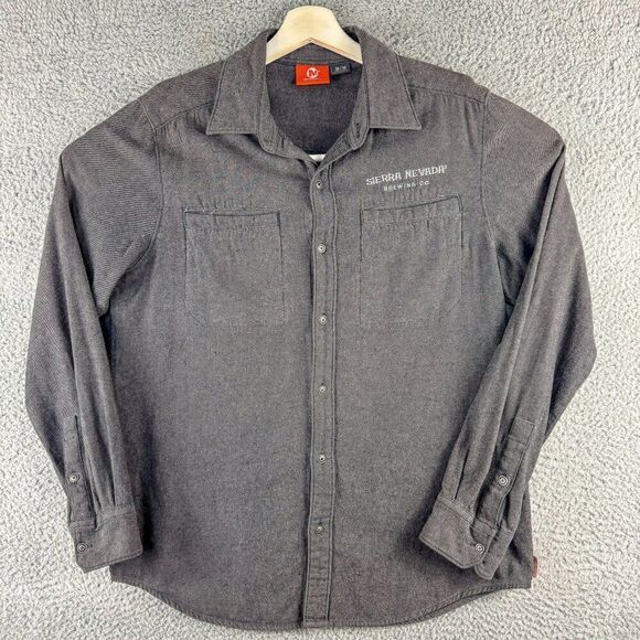 Merrell Sierra Nevada Brewing‎ Flannel Shirt Mens Medium Gray Outdoor Lumberjack - Picture 1 of 12